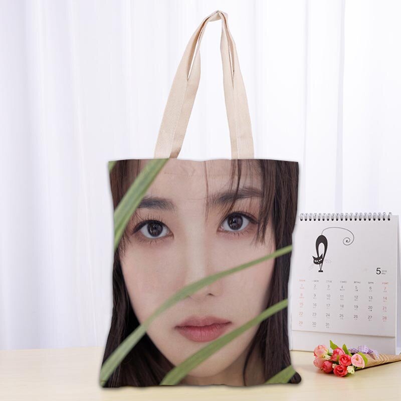 Custom Park Min Young Tote Bag Cotton Cloth Shoulder Shopper Bags for Women Eco Foldable Reusable Shopping Bags 1009