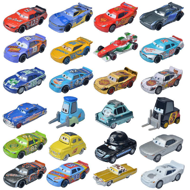 Disney-juguetes de aleación de Metal para niños, Pixar Cars 3, Mater Lightning McQueen, taza de pistón del floristero, vehículo fundido a presión 1:55, regalo de Navidad