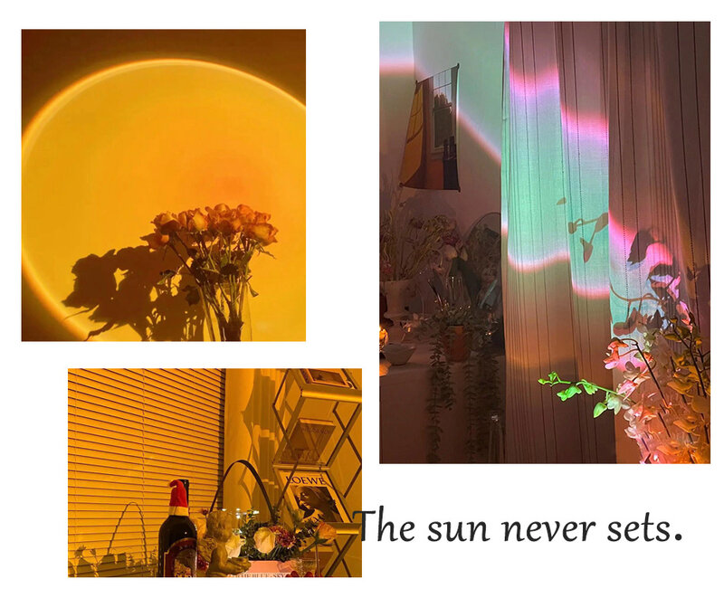 Luminária de projeção de arco-íris, atmosfera de luz noturna para casa, café, plano de fundo, decoração de parede colorida, lâmpada dropshipping