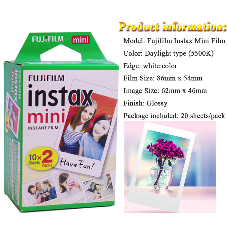 100 hojas para fujifilm instax mini 9 8 películas borde blanco películas para instant-mini 9 8 7s 25 50s 9 90 Cámara Sp-2 papel