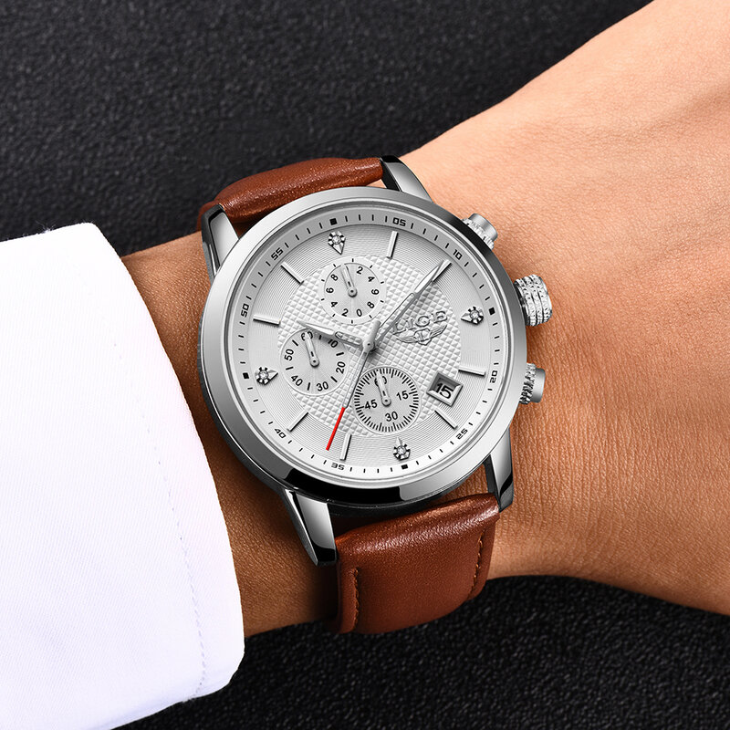 2022 lige top marca nova moda casual masculino relógio de quartzo luxo militar pulseira de couro cronógrafo relógio masculino relogio masculino