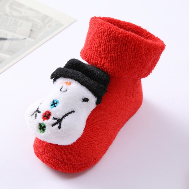 Детские Рождественские нескользящие носки для новорожденных девочек
