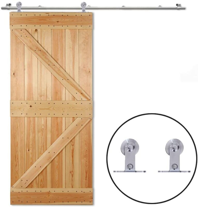 Gifsin 4-9.6FT Berbentuk T Stainless Steel Perak Puerta Corredera Kayu Sliding Door Hardware Kit untuk Pintu