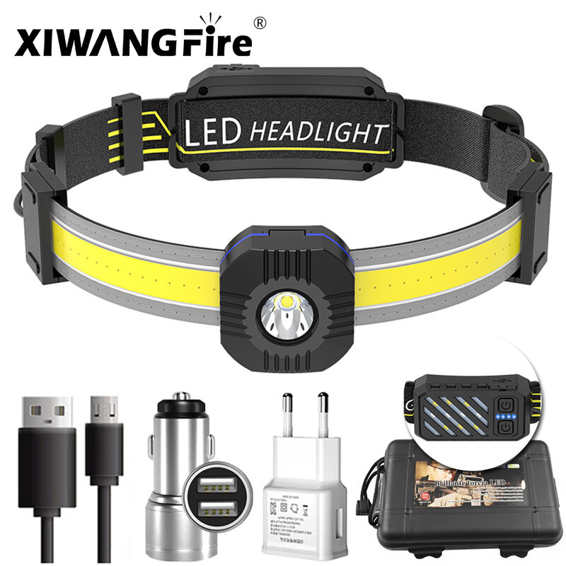 Drop Shipping New Product Led Light Running Headlight Rechargeable Head-mounted Strong Light Outdoor Fishing Light Cob Headlight