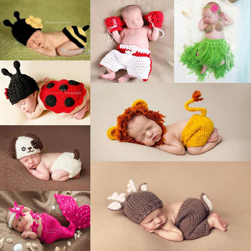 Accessoires de photographie pour nouveau-nés, vêtements pour bébés, vêtements pour garçons, accessoires pour filles, tenue crochetée faite à la main