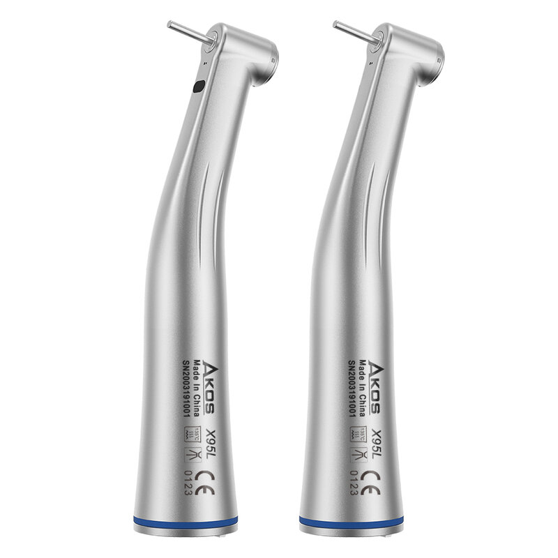 Fibra dental óptica led contra ângulo x25l handpiece de baixa velocidade 1:1 anel azul dental único spray água handpiece
