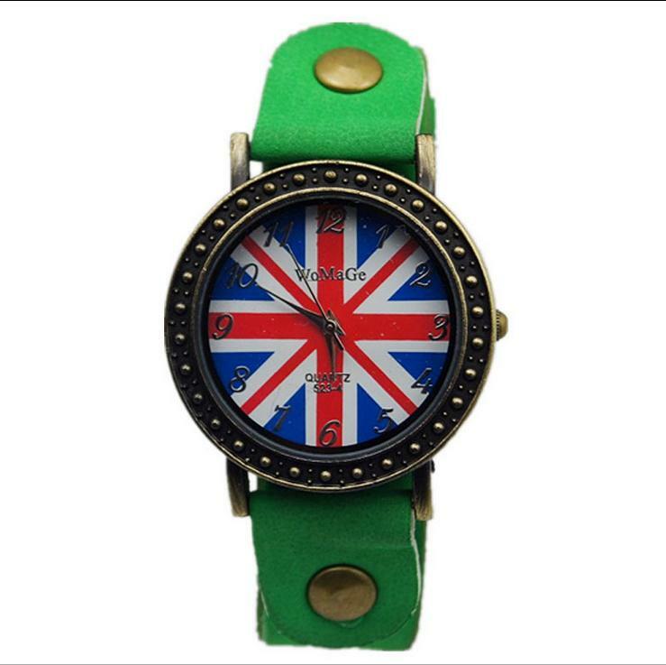 Nova marca womage luxo redondo forma de discagem venda relógio de pulso casual e moda relógio de quartzo retro designer masculino relógio inglaterra bandeira