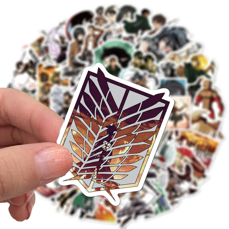 10/50/100 pz/set Attack on Titan Anime Sticker Cartoon Sticker per Skateboard moto Scrapbook Toy Laptop Snowboard bagagli