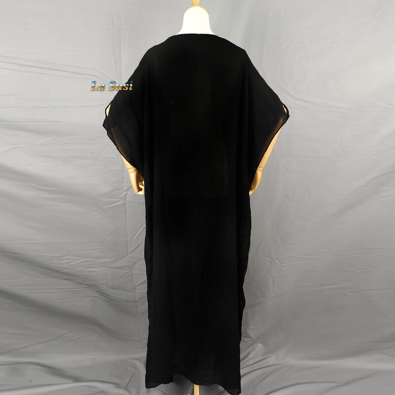 Abaya-vestido islámico de caftán de gran tamaño para mujer, vestido informal de gasa de algodón, con piedras, holgado, LD424
