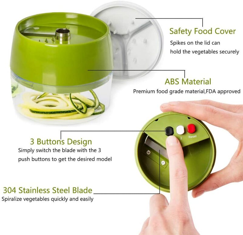 Espiralizador de mano 4 en 1 cortador para fruta y verdura rallador espiral ajustable herramientas de ensalada cortadora fideos de calabacín máquina de espagueti