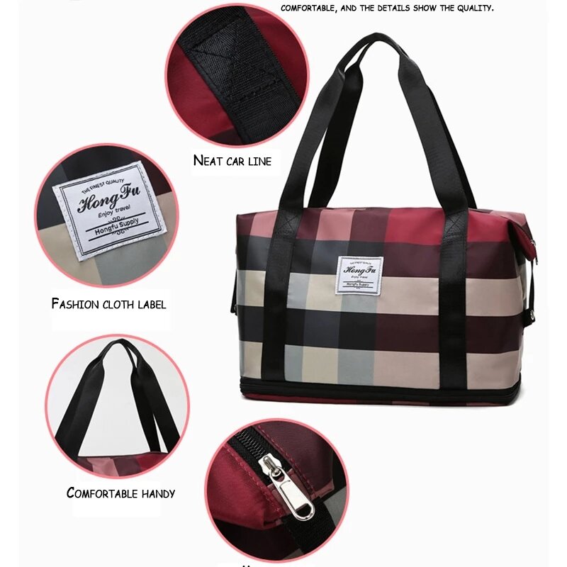 Large-Capacity Double-Layer Travel Short-Distance Fitness Tote Mommy Bag Outdoor Fashion Leisure Yoga Light Luggage Bag