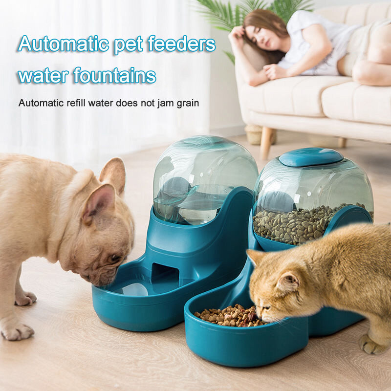 犬と猫のための自動飲料水ディスペンサー,中型犬と猫のためのフィーダー付きペットボウル