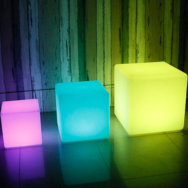 Tabouret de bar à LED 15%, cube lumineux de 20cm, meubles d'extérieur lumineux, télécommande créative, changement de côté coloré