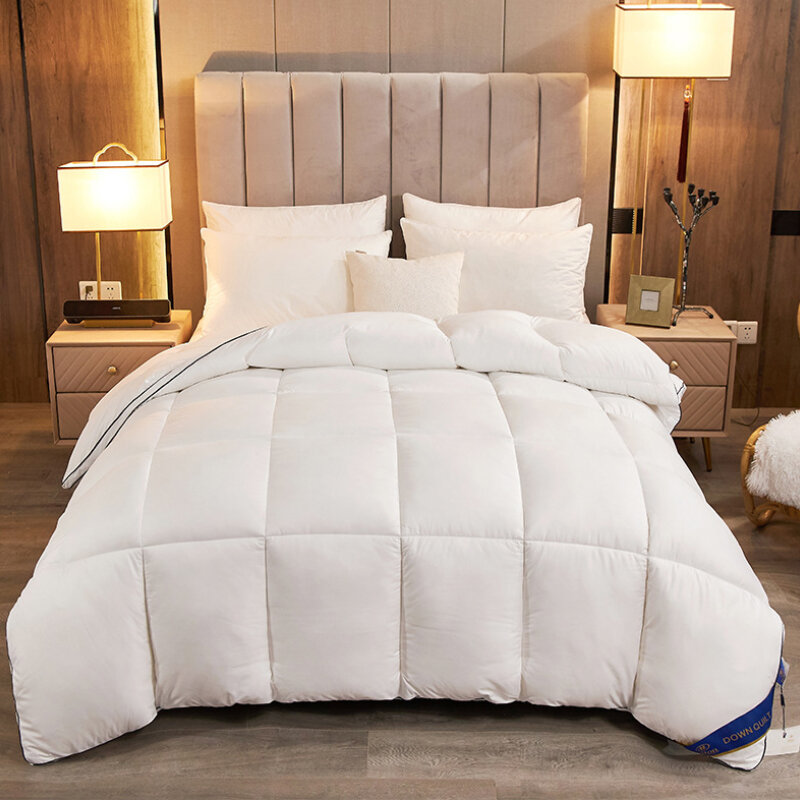 95% cama de ganso branco edredon inverno quente acolchoado colcha cor sólida colcha para baixo cobertor para casa hotel rei rainha gêmeo tamanho