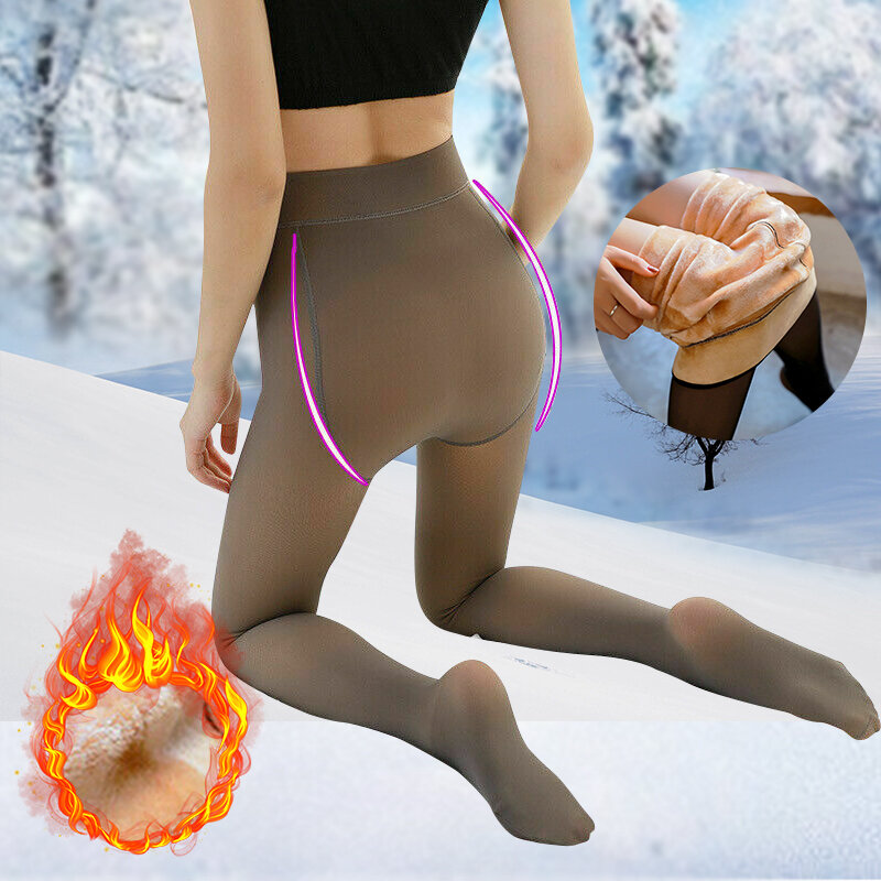 Pernas falso translúcido meias quentes velo meia-calça engrossar alta elasticidade fino elástico inverno ao ar livre collants ropa mujer