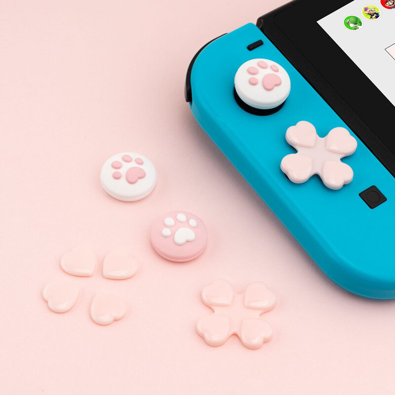 Capuchon de poignée de bouton de Joystick pour Nintendo Switch, autocollant patte de chat, coque de peau de clé, coque de bâton NS, accessoires