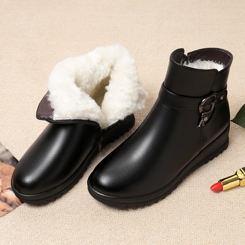 Stivali da neve da donna AIYUQI 2022 nuovi stivaletti da donna con zeppa caldi invernali stivali da madre antiscivolo di grandi dimensioni