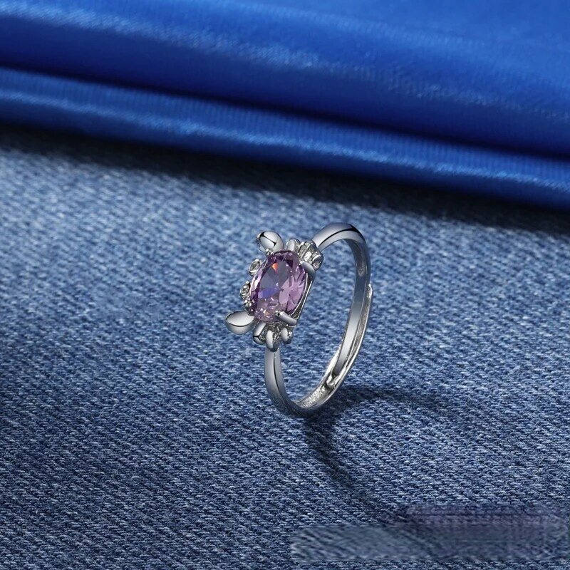 ผู้หญิงแฟชั่นเงินชุบ Multicolor CZ Zircon แหวนปูน่ารักแหวนค็อกเทลแหวนนิ้วแต่งงานเครื่องประดับหมั้น