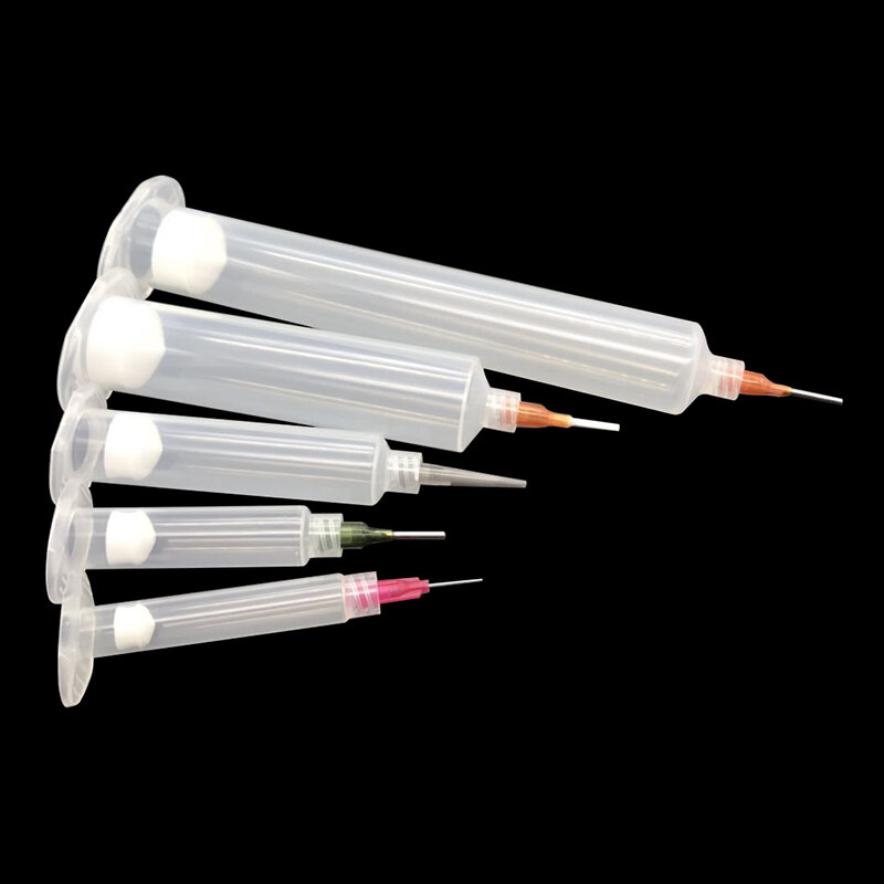 1Set Liquid Dispenser Solder Paste Welding Fluxes Adhesive Glue Syringe Dispensing Needle Sets for Welding Tools