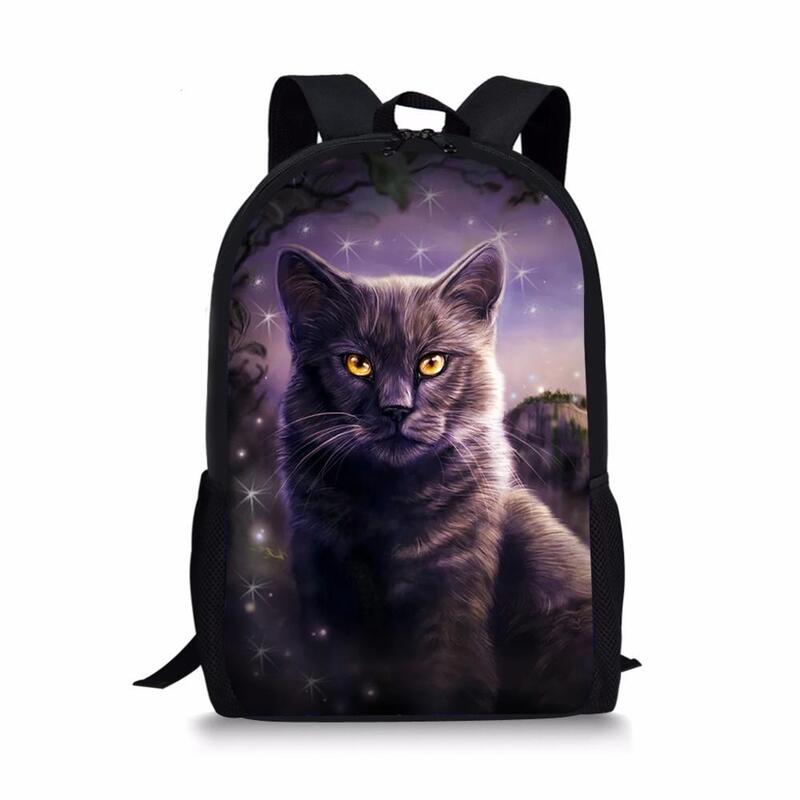 Mochila escolar infantil com estampa de gatos, mochila de viagem para crianças