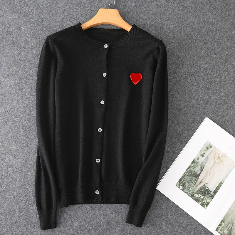 Fashion Couple Long Sleeve Cashmere sweater Cardigan Casual Embroidery Love-Heart Cashmere sweater Cardigan Casual For Man Women