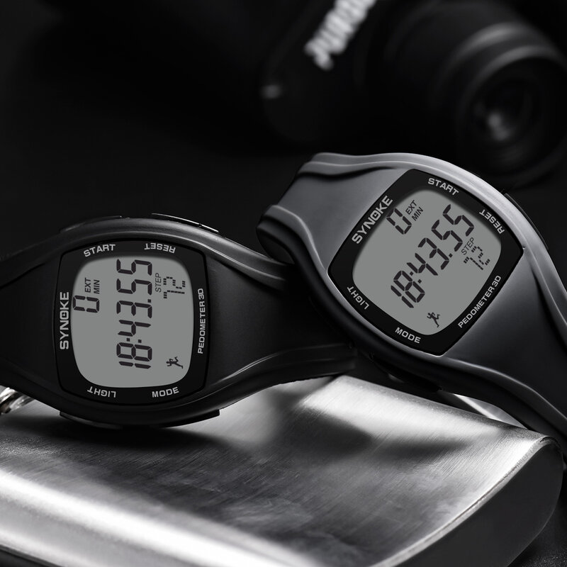 SYNOKE-relojes digitales para Hombre, pulsera deportiva militar, resistente al agua, con podómetro 3D, color negro, 9105