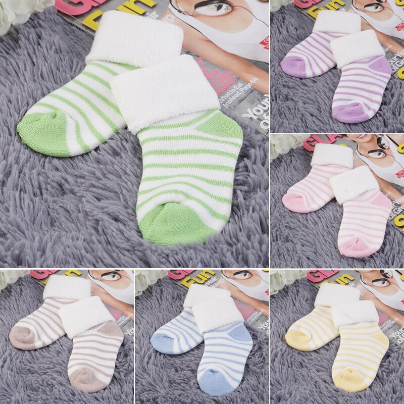 Meias de bebê quentes grossas para crianças meias macias meias fofas cores