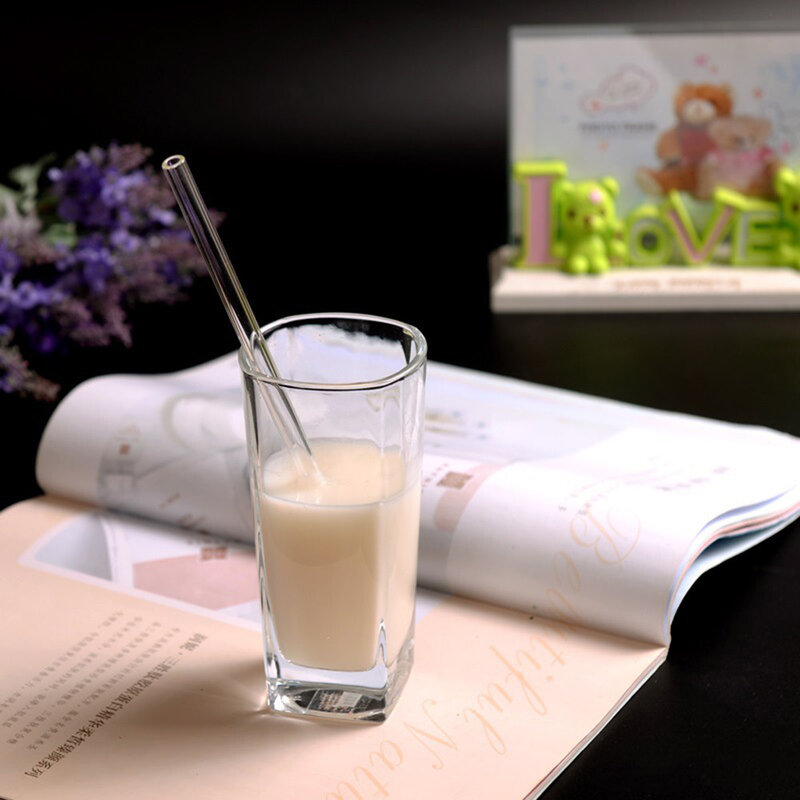 Palhas bebendo amigáveis do smoothie de eco das palhas de vidro reusáveis para os acessórios das bebidas dos milkshakes com escovas da limpeza