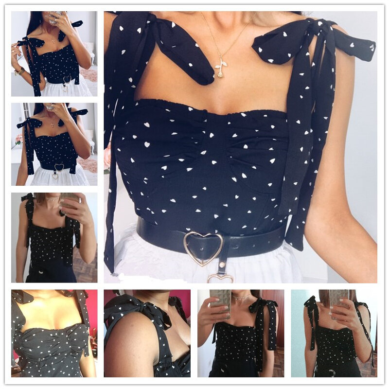 2021 Lente Zomer Mode Lace Up Print Crop Tops Vrouwen Strapless Mouwloze Zwarte Cropped T-shirts Zomer Sexy Streetwear Tops