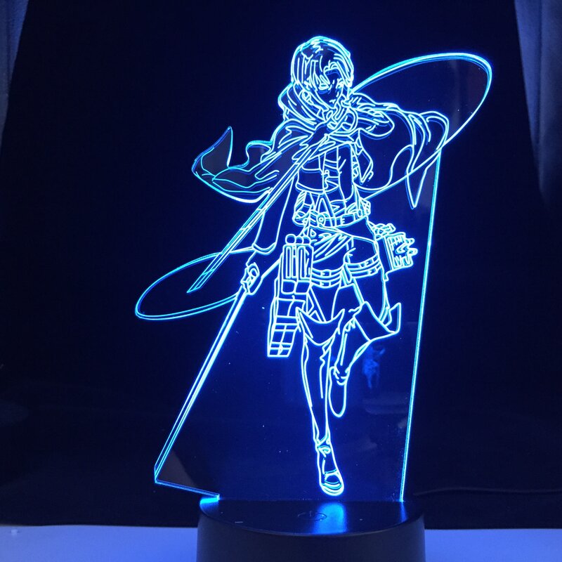 Levi Ackerman-Luz LED de noche para decoración de dormitorio, lámpara 3d de Anime, servicio rápido, regalo de ataque a los Titanes