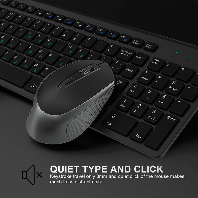 JOYACCESS Russischen Drahtlose Tastatur Maus Set Ergonomische Maus PC Mause Stille Taste Tastatur und Maus Combo 2,4G für Laptop PC