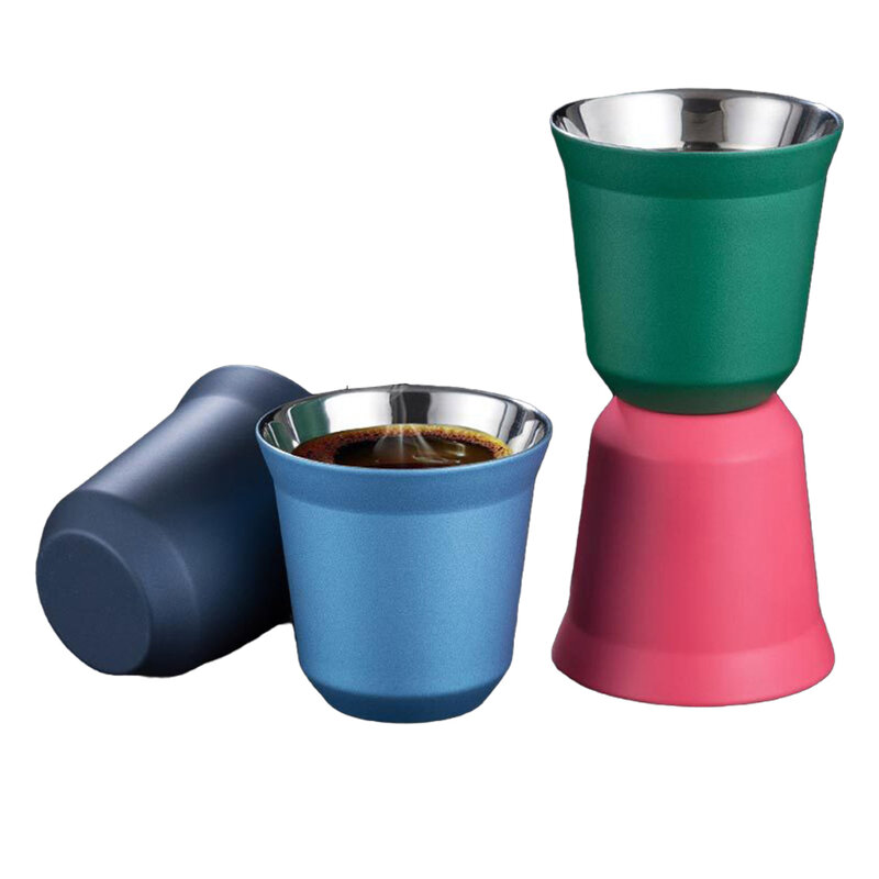 Tasse à expresso en acier inoxydable à Double paroi 80ml, isolation Nespresso Pixie, tasse à café en forme de Capsule, tasse thermique mignonne, tasses à café