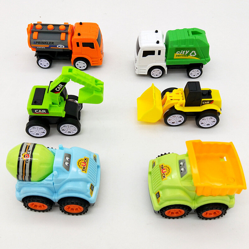 6個子供の創造的なおもちゃミニ慣性車両セット車種のギフト漫画のおもちゃのギフト慣性エンジニアリング車