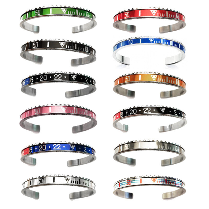 stainless steel 12 colors cuff bracelet bangle in silver color ST01