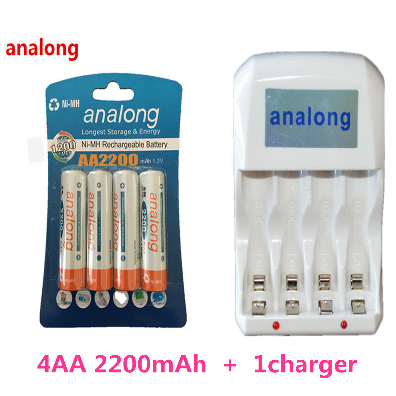 Bateria recarregável analong 2a aa de 1.2v aa2200mah, bateria recarregável ni-mh, bateria 2a pré-carregada para câmera