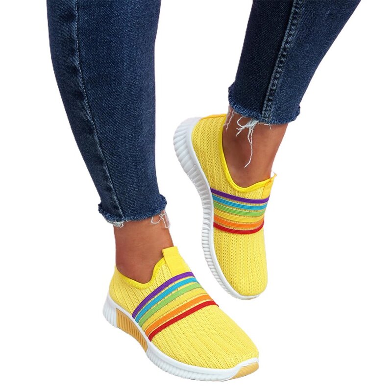 Zapatillas de deporte de moda para mujer, zapatos informales de malla vulcanizados hechos a mano de Color arcoíris, de verano, 2020