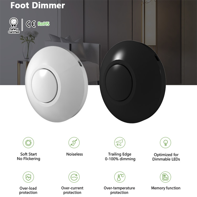 Lonsonho WiFi Smart Foot Button Dimmer Switch Tuya Smart Life Wireless Min Brightness Adjustable Alexa Google Home Compatible