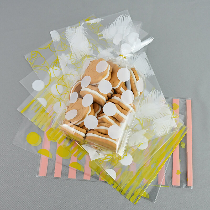 50pcs 13*21cm Transprant Plastic Gift Bag Candy Cookie Packaging Cellophane Bags Wedding Birthday Party Decoration