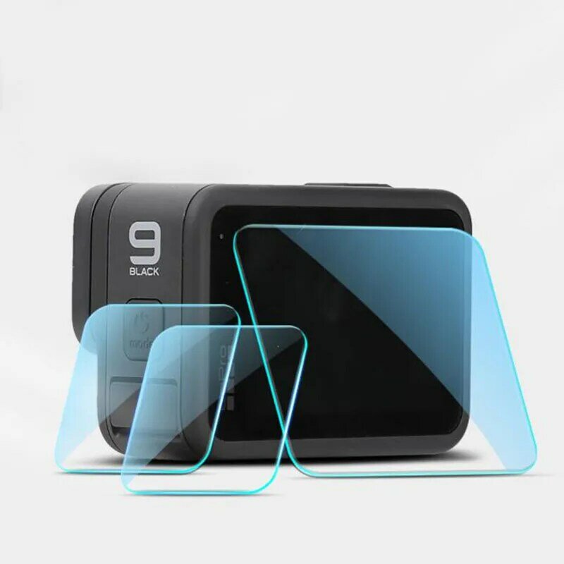 Cubierta protectora de vidrio templado para GoPro Hero 9, accesorios de película protectora para pantalla de lente de cámara GoPro 9, color negro
