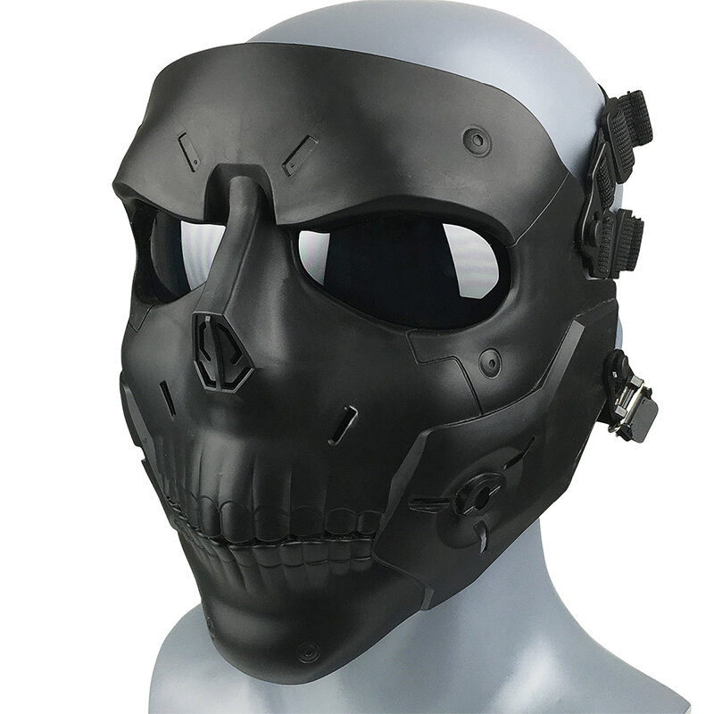Airsoft 페인트 볼 마스크 PC 렌즈 안티-안개 두개골 보호 마스크 사냥 군사 전술 BB 총 슈팅 공기 소총 액세서리