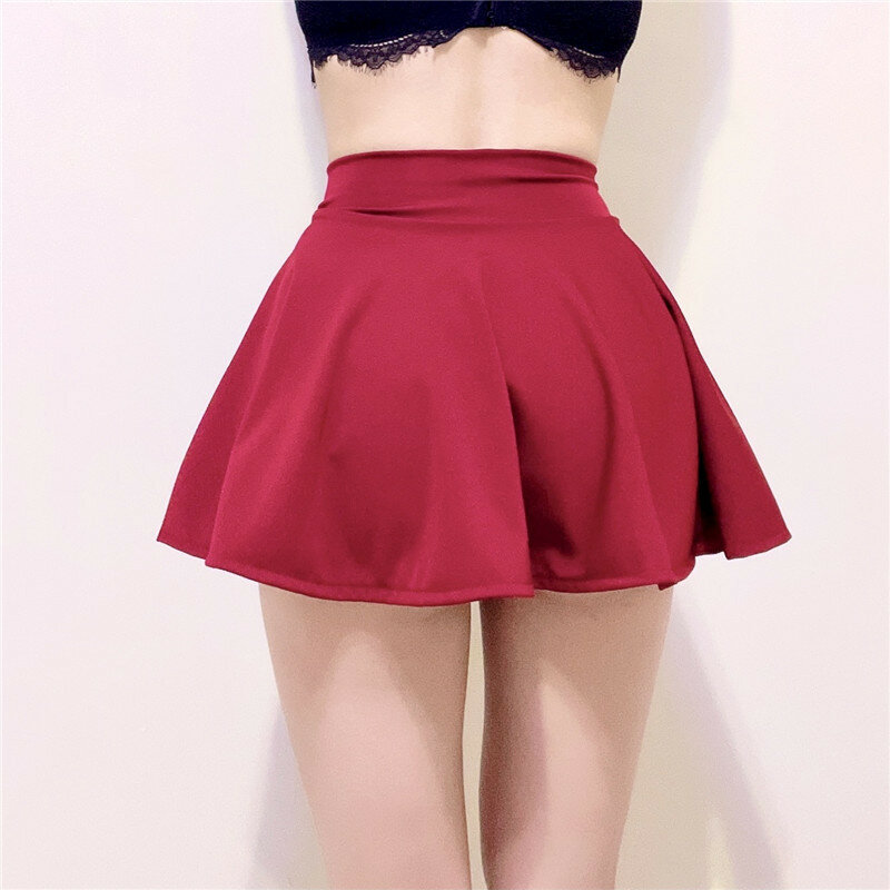 Lady Mini Skirts Outdoor Sweet Harajuku Girls Dance Yoga Skirt Sexy Pleated Skirt Without Lining Big Hem Flared Women Short
