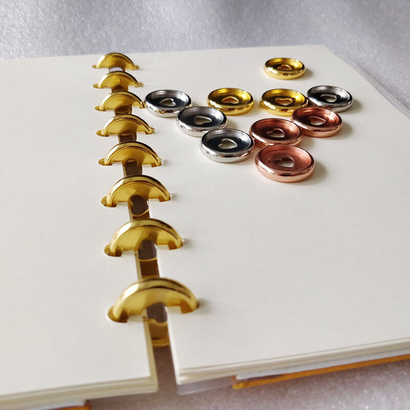 24 Buah 35Mm Rose Gold Cincin Pengikat Hati Lubang Jamur DIY Buku Catatan Pengikat Bulat Plastik Disk Gesper Hoop Perlengkapan Kantor
