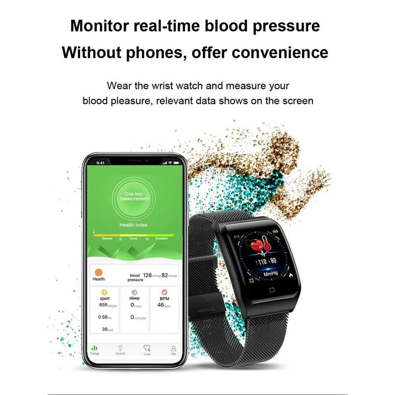 F9s 스마트 시계 ip68 방수 합금 케이스 스트랩 심박수 혈압 모니터 smartwatch 여성 남성을위한 50 일 대기