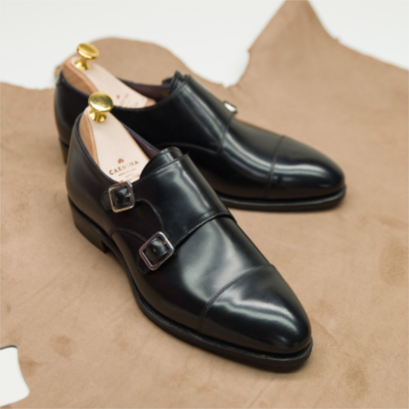 Homme Fait Main Classique Noir PU De Haute Qualité Simple Double Boucle Monk Chaussures Confortable et Polyvalent D'affaires Décontracté ZQ0176