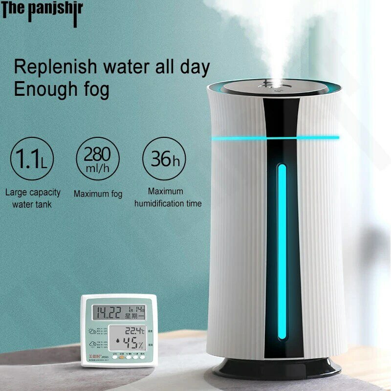 1100ML USB Humidifier Large Capacity Ultrasonic Essential Oil Aroma Diffuser 7-Colorful LED Light Multifunctional Portable