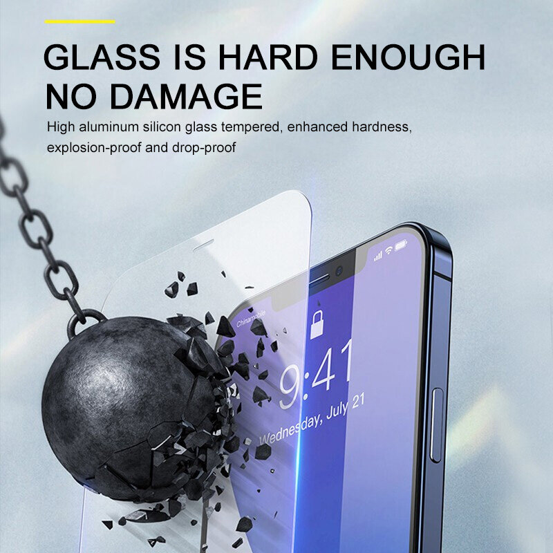 2Pcs Full Cover Protective Glass on For iPhone 11 12 Pro Max Xs XR Screen Protector ​Glass For iPhone X 7 8 Tempered Glass Film