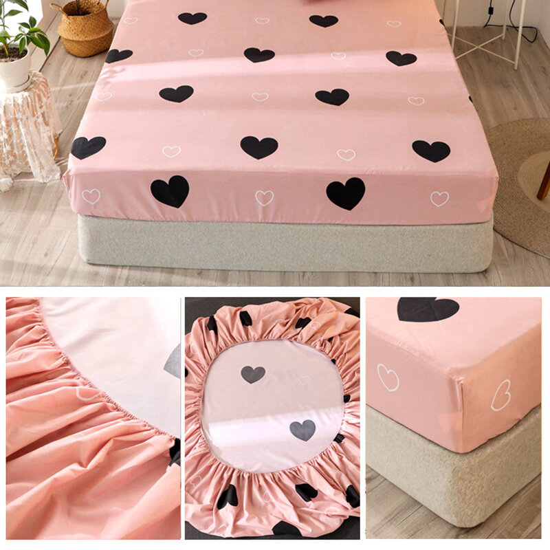 Roupa de cama rei tamanho em forma de coração padrão conjunto de folha para cama de casal sabanas colchão capa de roupa de cama