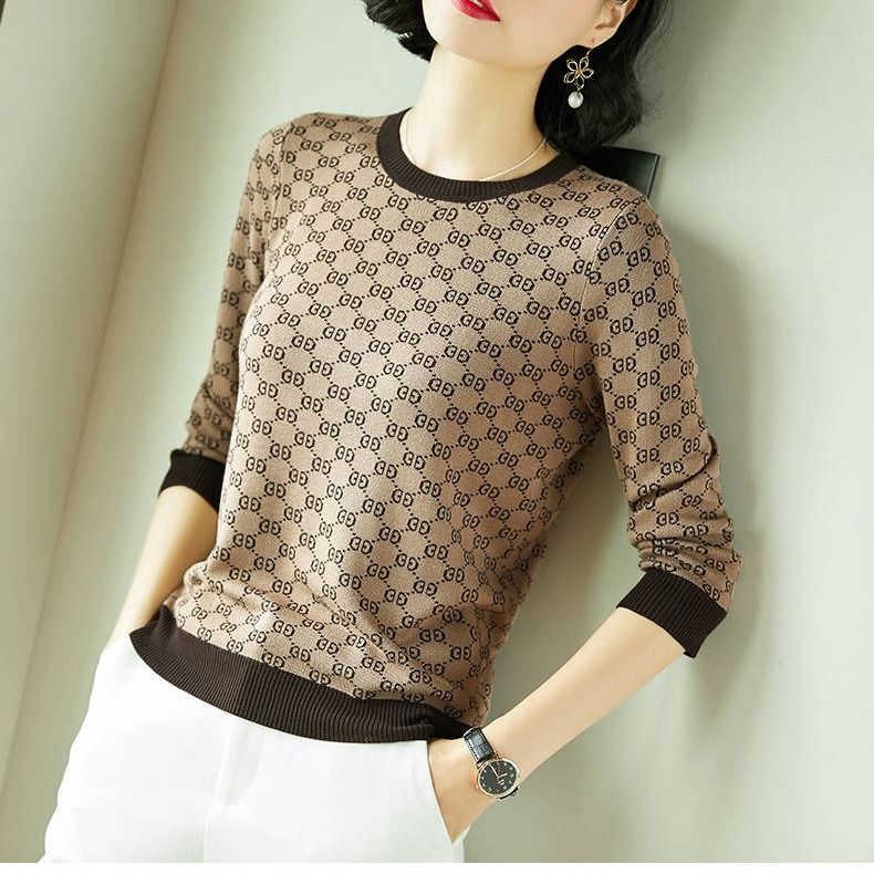 Temperament autumn long sleeve knitted base shirt wool fashion casual loose top female 2020 New
