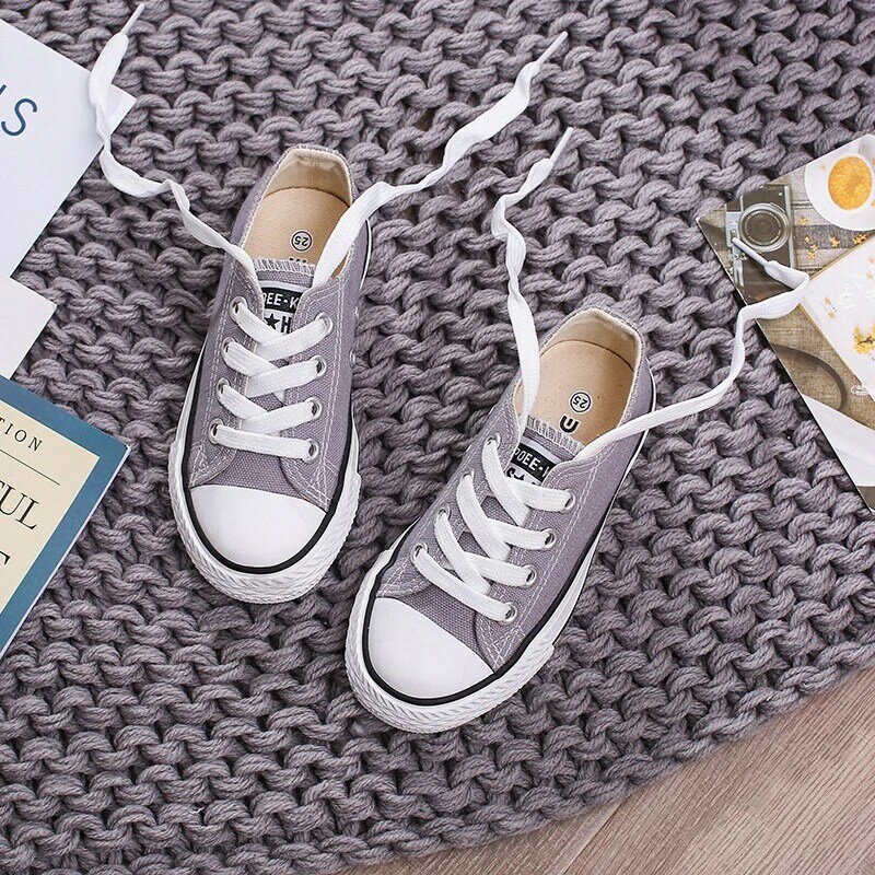 Crianças sapatos para a menina crianças sapatos de lona meninos tênis 2021 primavera outono meninas sapatos branco curto sólida moda crianças sapatos