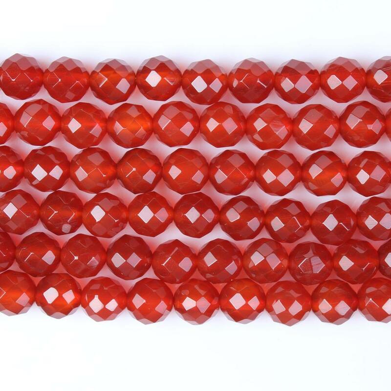 Naturalny czerwony agat 64Facet grzywny kamień 6 8 10mm okrągłe luźne akcesoria do koralików na naszyjnik bransoletka kolczyk DIY tworzenia biżuterii